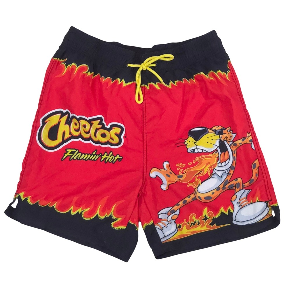 Cheetos Swim Trunks Mens S Red Black Swag Board Shorts Flamin Hot Bottom
